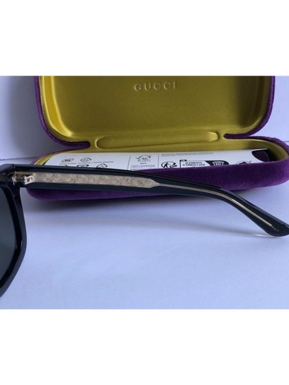 New Authentic Gucci GG0912s 001 Men Black Sunglasses with Purple & Gold Case - Picture 11 of 12